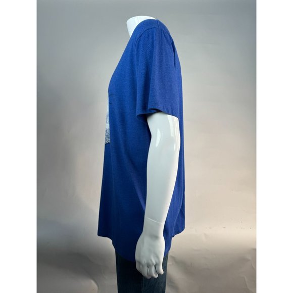 Old Navy Santa's A List XMas Ugly Christmas Sweater TShirt XL Blue Cotton Blend - Picture 16 of 16